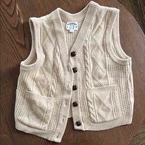 Beige Cable Knit Sweater Vest